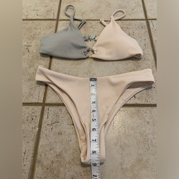 💛 Zaful Ribbed Color-Block Bikini Set with O-Ring Detail - Size Small - Picture 4 of 7